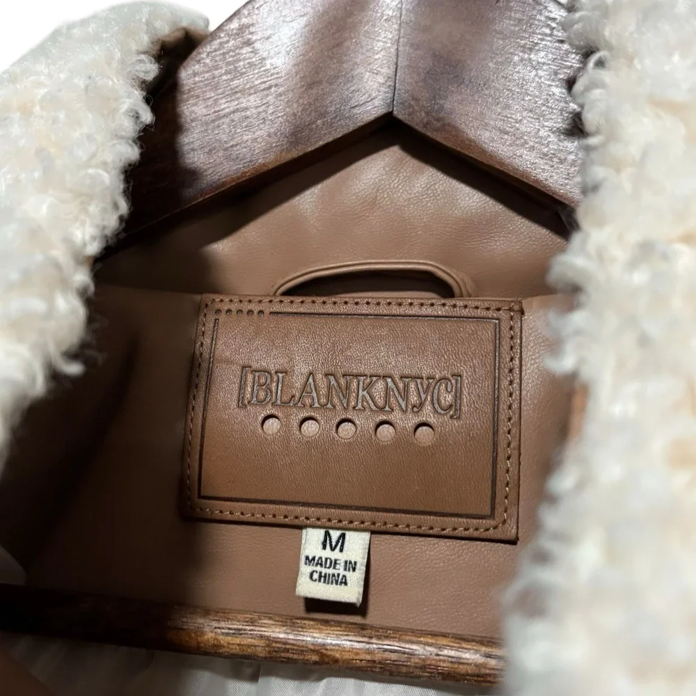 Blank NYC Cream Teddy Jacket with Brown Details - Picture 8 of 9
